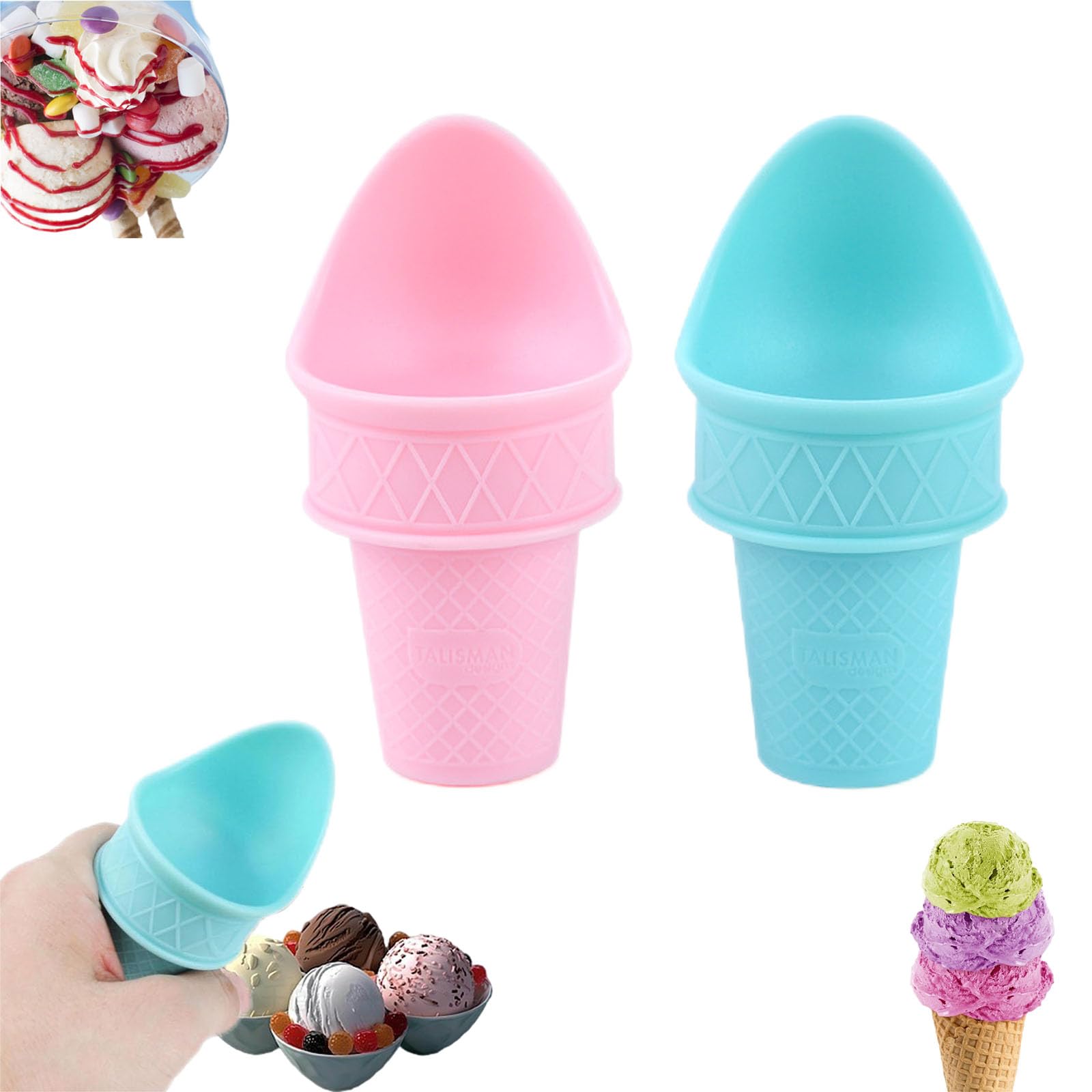 Generic Ice Cream Cone Scoop, Kids Ice Cream Cones Scoop, Mini Ice Cream Cones Reusable, Plastic Ice Cream Cones Kids Scoop, Plastic Ice Cream Cone Scoop, Plastic Cone Shaped Ice Cream Scoop (2PCS)