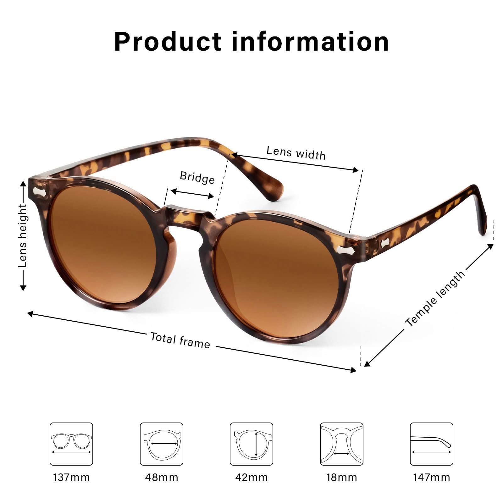 YMRFW Retro Polarized Sunglasses for Women Vintage Style Small Round Sun Glasses UV Protection