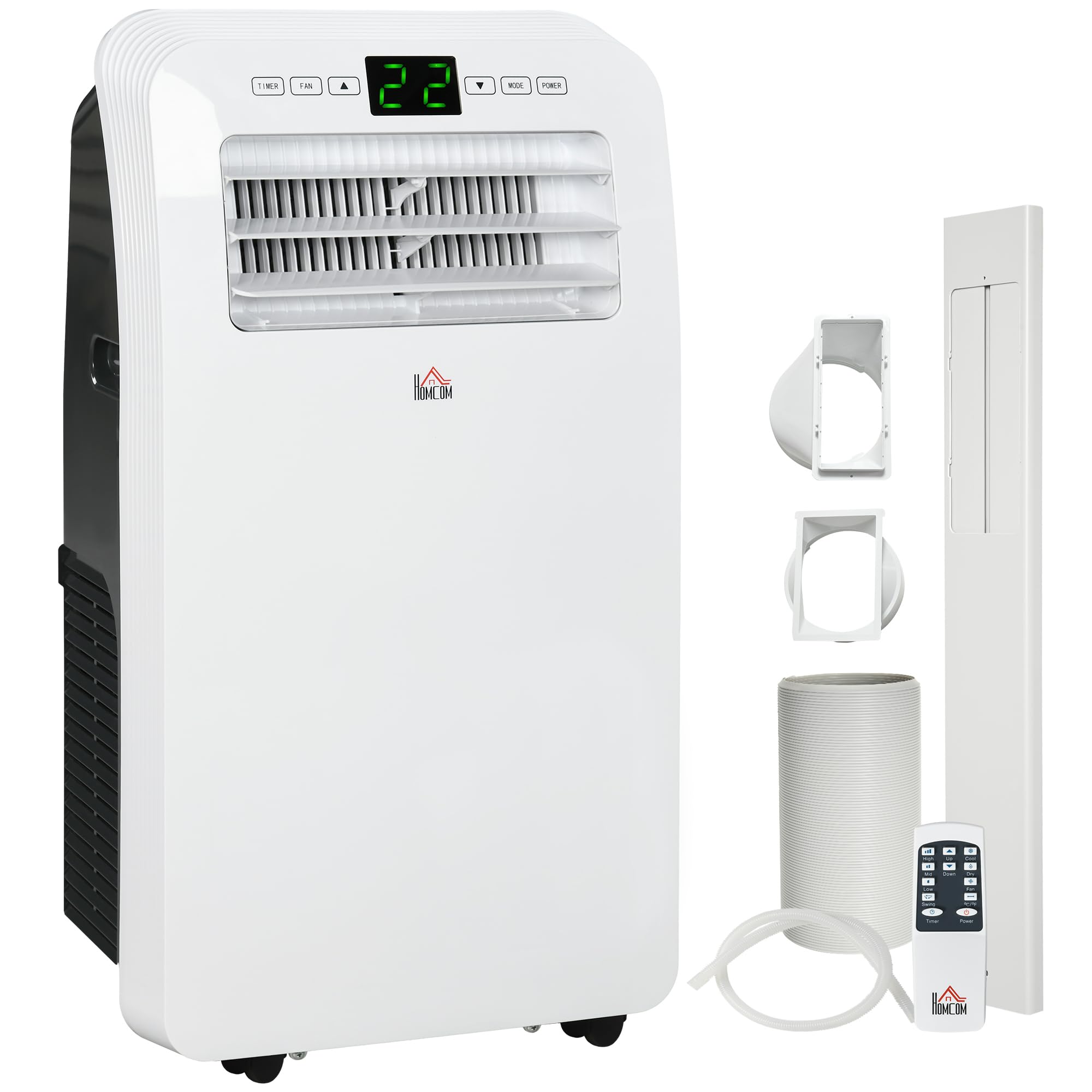 HOMCOM 12000 BTU Portable Air Conditioner for Rooms Up to 550 Sq. Ft., 3-in-1 AC Unit with Dehumidifier, Cooling Fan, Remote, 24H Timer On/Off, Window Installation Kit