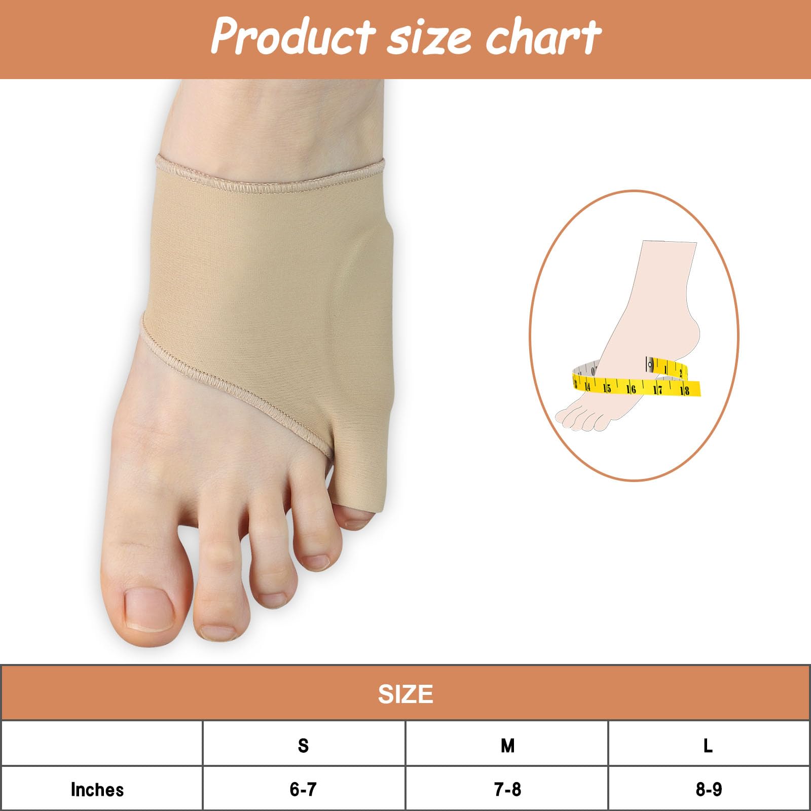 Jianlida Bunion Relief Sleeve - Toe Splint and Pinky Toe Separator for Men and Women - Toe Spacer Socks - Elastic Cushions with Silicone Pads for Comfort and Protection All-Day Wear (Size: L)