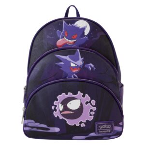 loungefly pokemon gastly evolutions triple pocket mini backpack