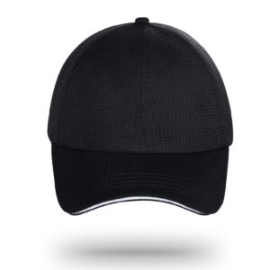 Criss Cross Hat High Ponytail Baseball Caps for Women with Reflective Trim, Lightweight Mesh Performance Running Cap Black