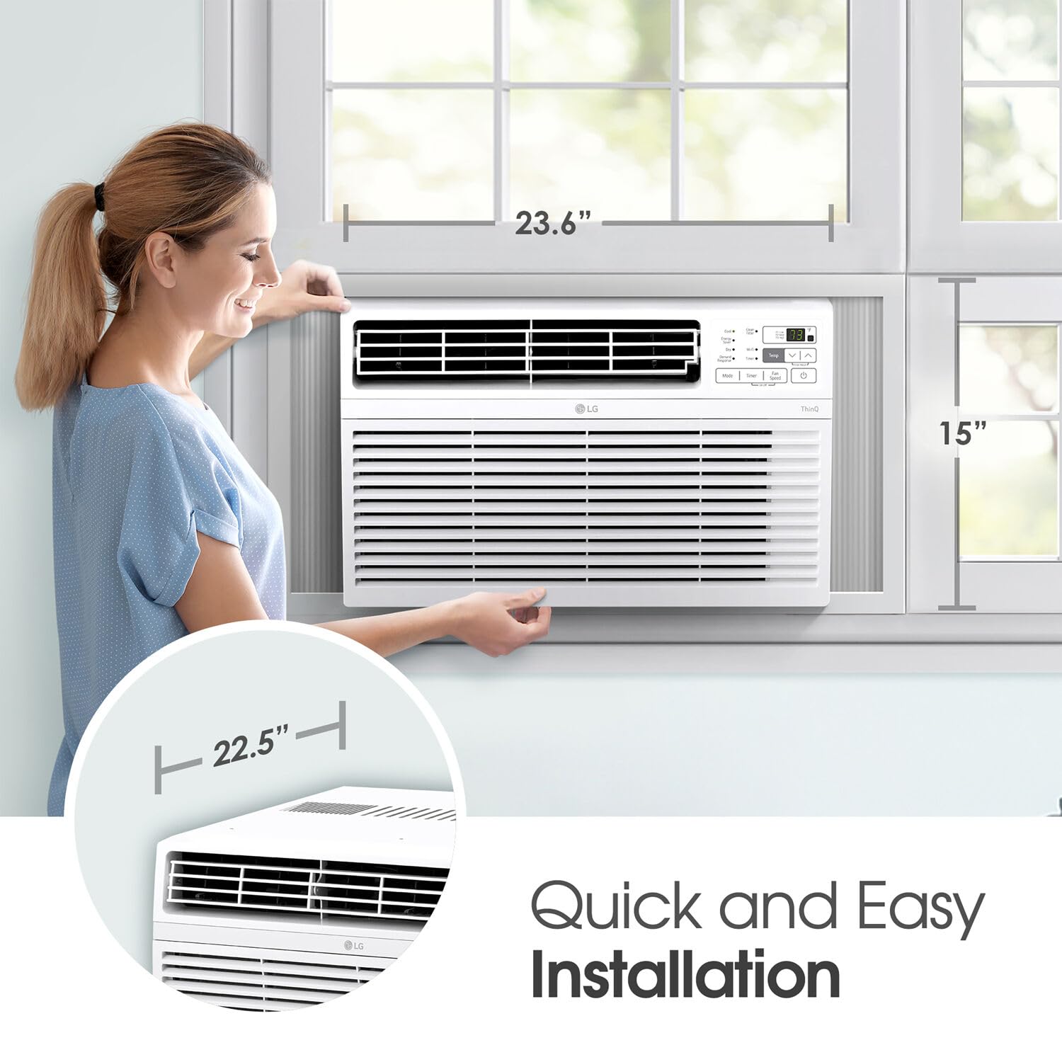 LG LW1424RD, 14000 BTU, White 14,000 Window Air Conditioner, 115V, 700 Sq.Ft. (25' x 28' Room Size), Quiet Operation, Electronic Control with Remote, 3 Cooling & Fan Speeds, Auto Restart