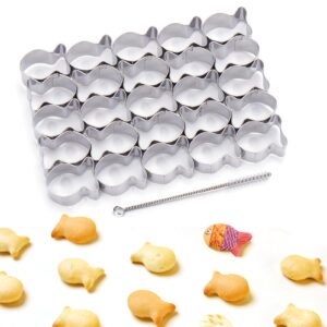 aiersa gold fish cracker cutter,25 cavity fish cookie cutter,mini gold fish shapes molds for cookie,non-stick dough, stainless steels cookie cutters mold for baking