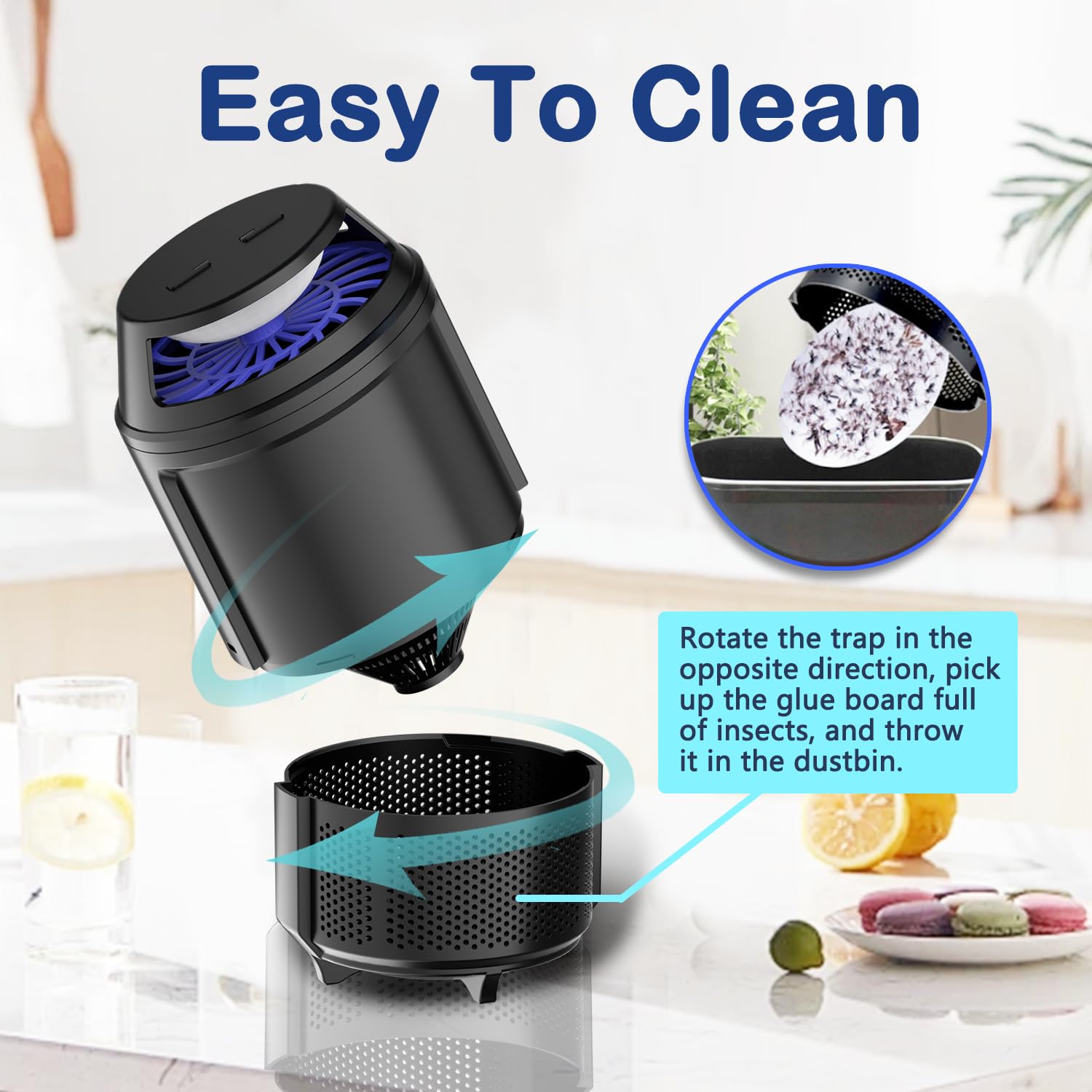 Zaioo Fly Trap Indoor Non-Zapper Mosquito Trap 2 Modes Insect Traps Indoor Plug in Gnat, Fruit Fly, Bug Catcher for House with 4 Sticky Glue Boards