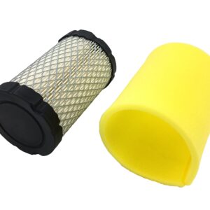 793569 Air filter for Briggs & Stratton 793685 John Deere GY21055 MIU11511 MIU11513 fit LA125 D110 D120 E110 Craftsman YT3000 Husqvarna YTH24V48 Mower Tractor, with Pre Filter Foam & Fuel Filter Kit