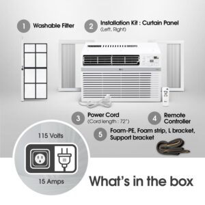 LG 8,000 Window Air Conditioner, 115V, 350 Sq.Ft. (14' x 25' Room Size), Quiet Operation, Electronic Control with Remote, 3 Cooling & Fan Speeds, Auto Restart, 8000 BTU, White