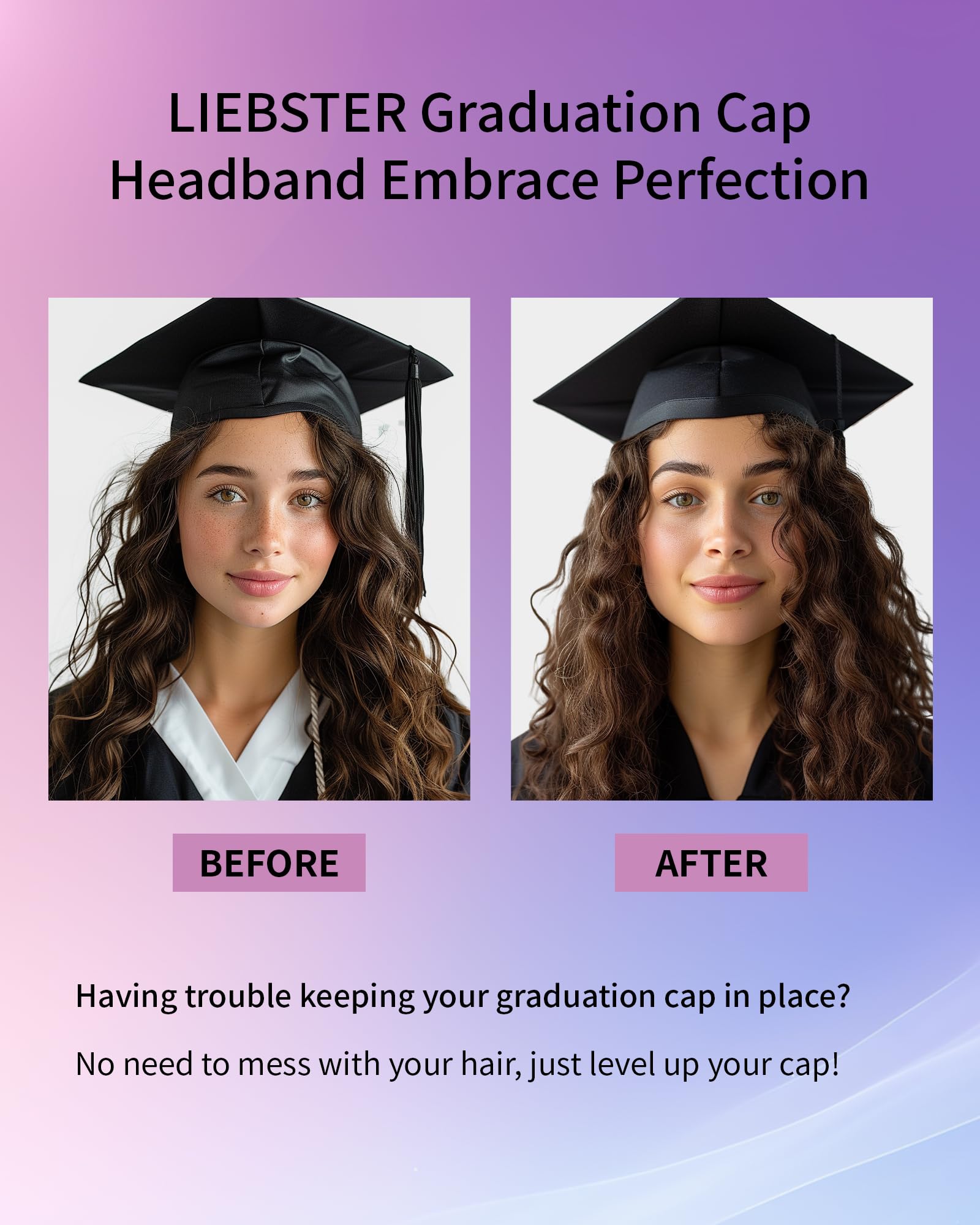 Liebster Handmade Grad Cap Remix Headband - Elegant & Secure for Perfect Graduation Fit Black