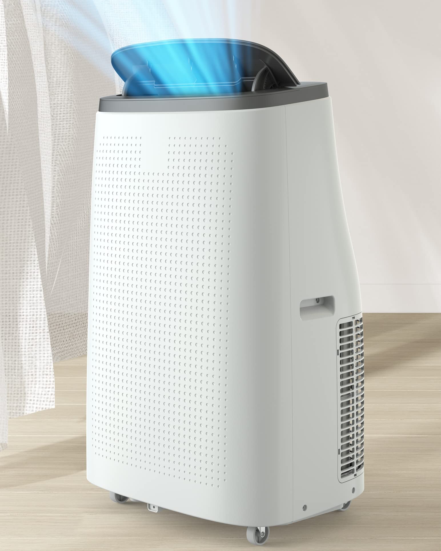 DEXSO Portable Air Conditioner 14,000BTUs, A/C for Rooms up to 750 Sq. Ft, Built-in Dehumidifier, Fan, and Sleep Mode, Includes Remote Control, Reusable Filter, and Window Kits