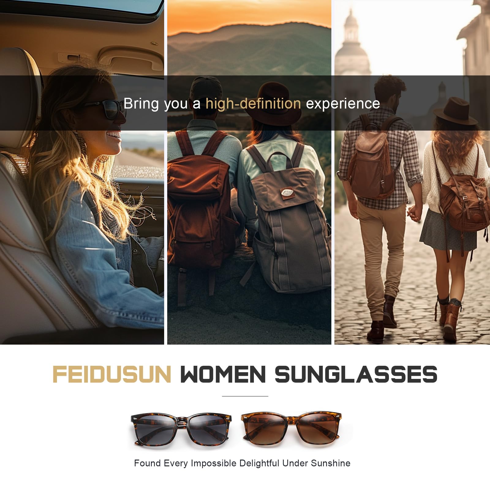 FEIDUSUN Polarized Sunglasses for Women and Men Classic Trendy Sun Glasses with UV Protection