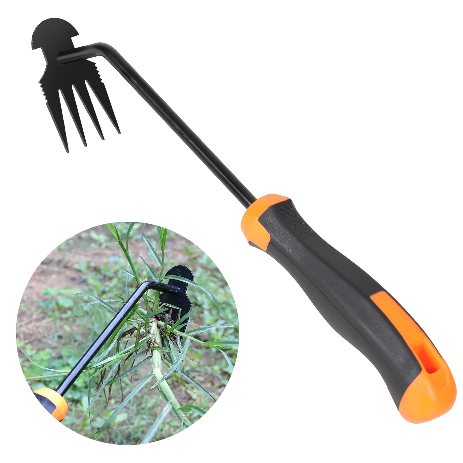 SIXCAR Weeding Tools,Portable Garden Weeder Tool,2024 New Manganese Steel Weed Puller,for Hand Weeder for Vegetable Gardening Backyard Farm Planting & Uprooting Weeding Tool (Rubber 4-Tooth)