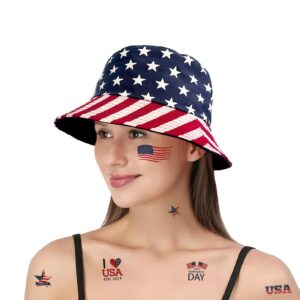 rainflowwer american flag bucket hat 4th july hat fisherman independences days hats for women men boys girls sun beach cap travel summer packable fashion