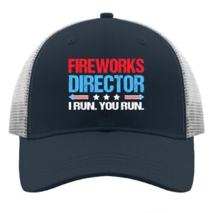 harmaven fireworks director i run you run 4th of july funny golf hat trucker cap marine blue mens hats and caps for mom cool cap