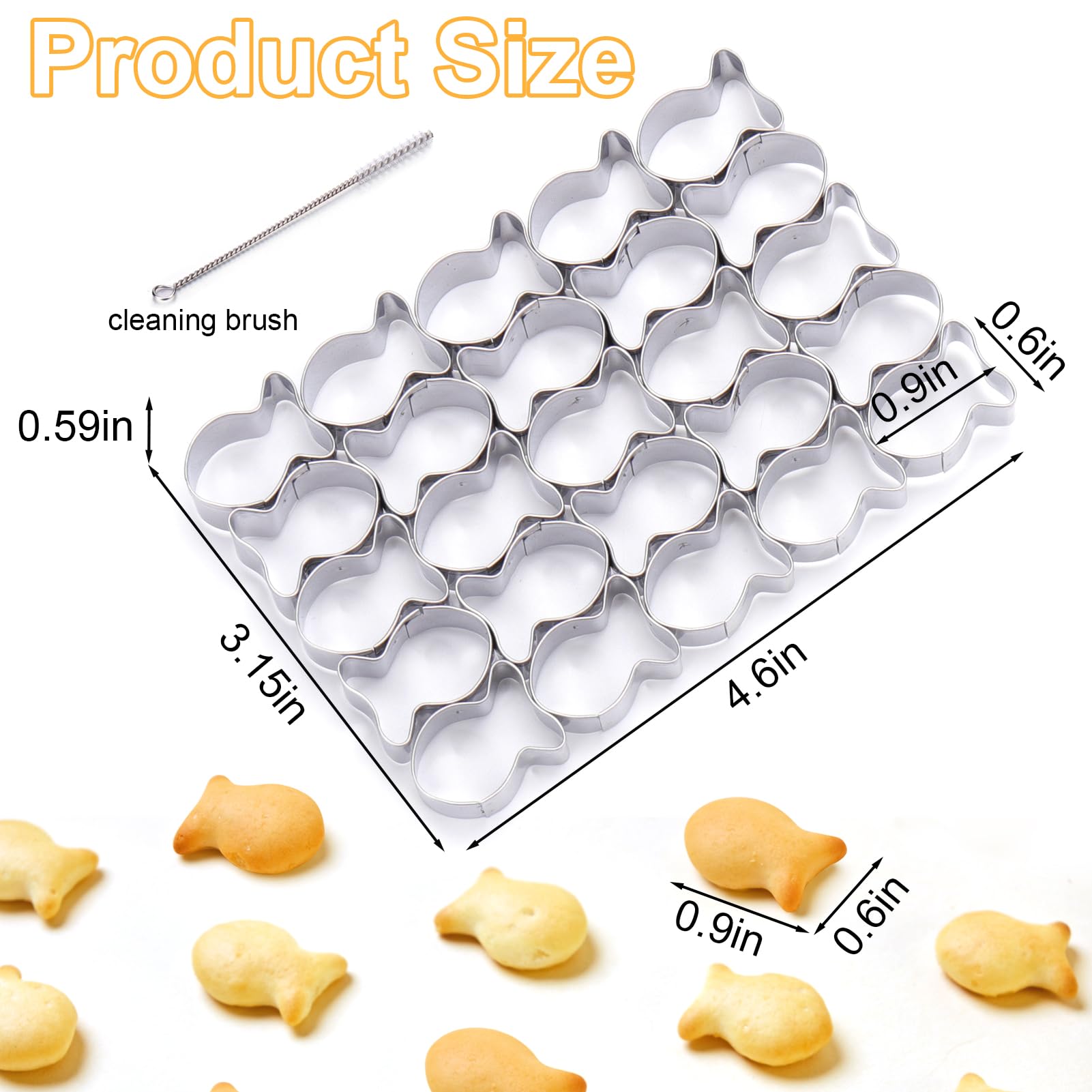 AIERSA Gold Fish Cracker Cutter,25 Cavity Fish Cookie Cutter,Mini Gold Fish Shapes Molds for Cookie,Non-stick Dough, Stainless Steels Cookie Cutters Mold for Baking