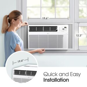 LG 8,000 Window Air Conditioner, 115V, 350 Sq.Ft. (14' x 25' Room Size), Quiet Operation, Electronic Control with Remote, 3 Cooling & Fan Speeds, Auto Restart, 8000 BTU, White