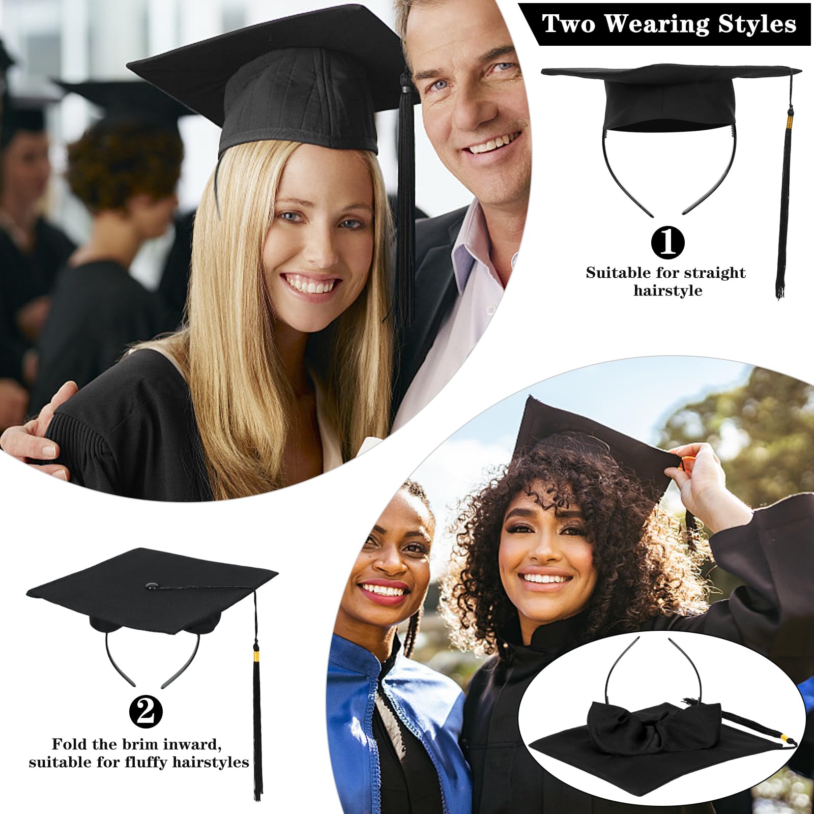 WBCBEC Graduation Cap Headband, Secure Fit for Your Graduation Cap, Quality Material, Easy to Use, Firm Anti-Fall Hairband for Graduates, Students, Hat Accessories, Unisex-Adults, 1 Count