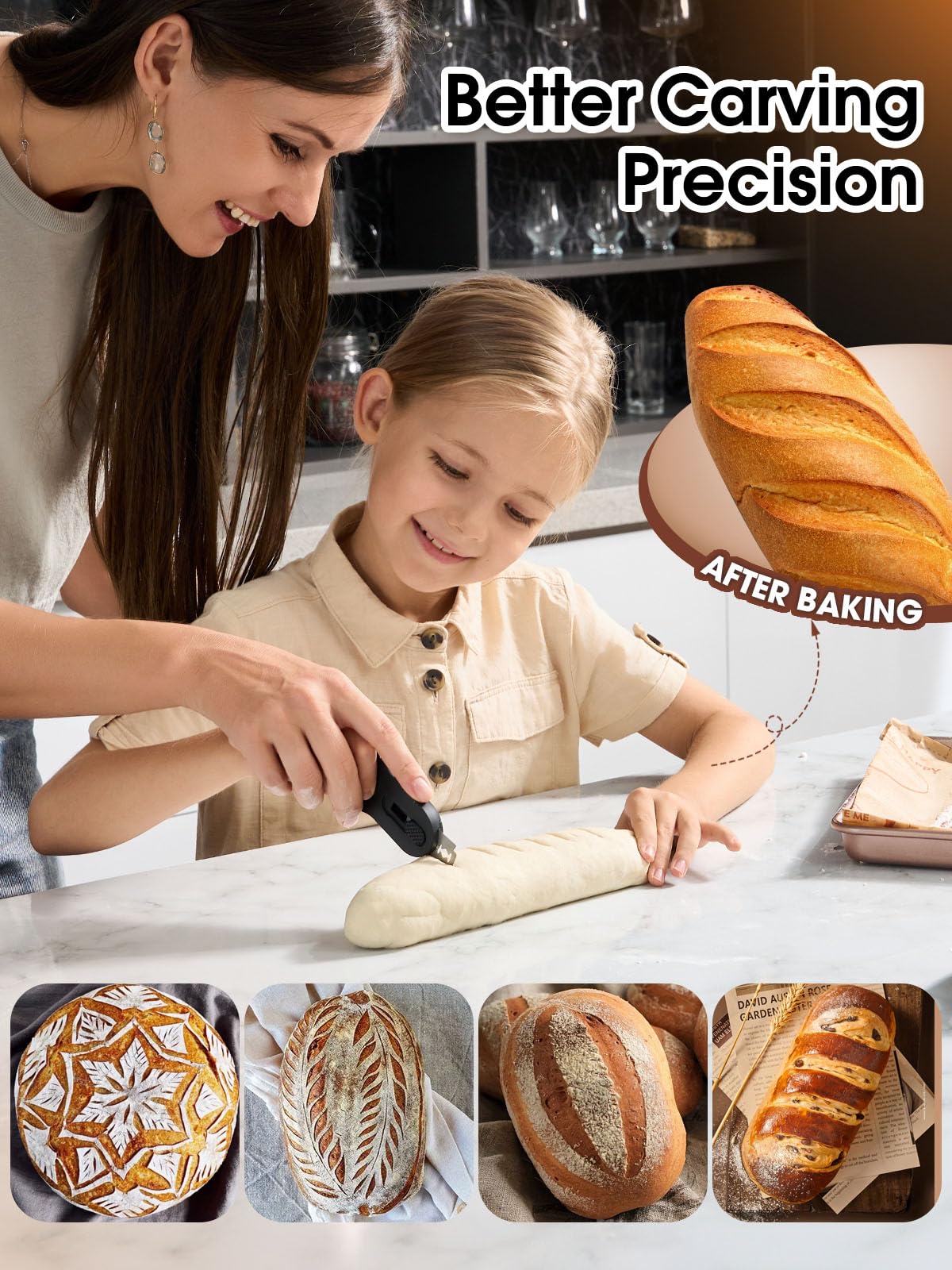 Bread Lame, Magnetic & Reusable Bread Lame Dough Scoring Tool, Bread Lame Blades Tool, Anti-Slip Handle with Long Retractable Razor, Sourdough Scoring tool for Bread Making, Bread Scoring Tool