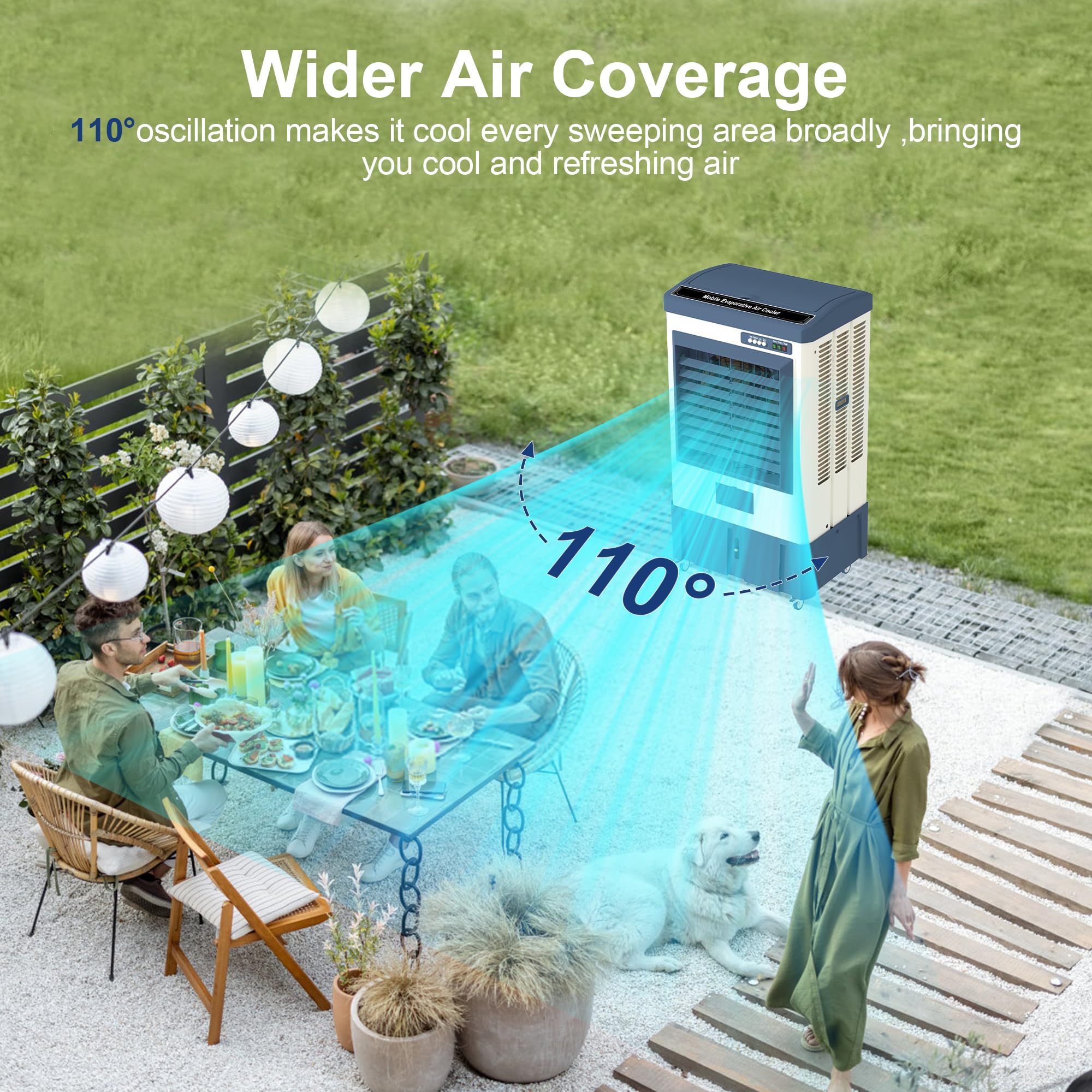 Uthfy 41" Swamp Cooler, 4800 CFM Evaporative Air Cooler with 10.6 Gallon Water Tank, Portable Outdoor Air Conditioner with 3 Ice Pack, 110° Oscillation, 3 Speed for Garage, Yard, Commercial Use