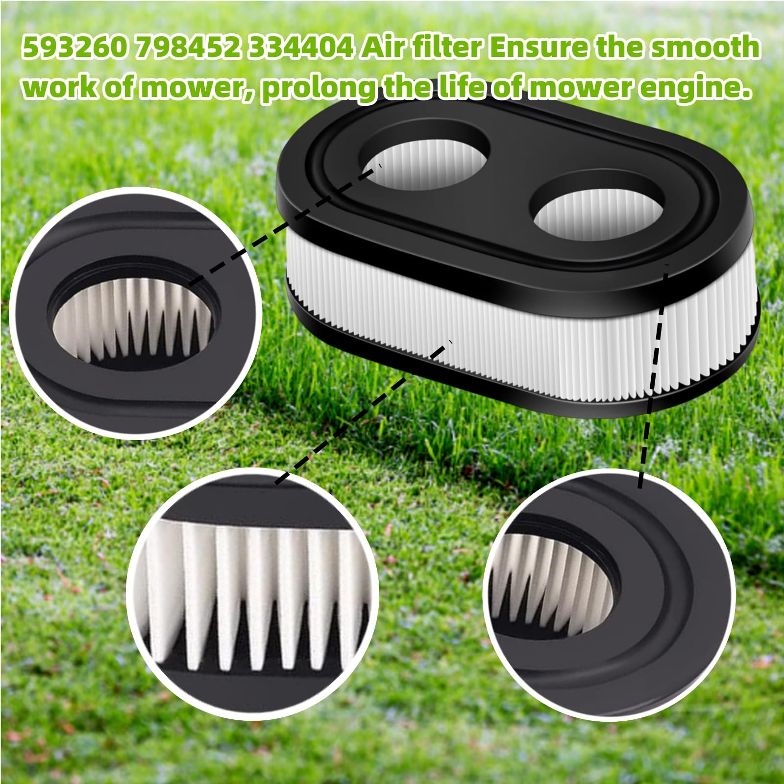 (4-Pack) 593260 798452 334404 Lawn Mower Air Filter for 550ex 675exi 725exi Series fits Troy Bilt TB110 TB200 TB230 Lawnmower and More