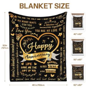 Anniversary Blanket, Wedding Anniversary Blanket Gifts, Anniversary Romantic Gifts for Couple, Ultra Soft Throw Blanket, Gift for Boyfriend/Girlfriend, Wife/Husband on Christmas, Thanksgiving 40"x50"