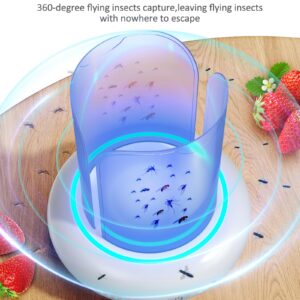 Camfeast 360° Flying Insect Trap with 60h USB Rechargeable Battery, Get-rid Food, Plant Fruit-Fly Killer, Night Light Catcher for Gnat, Noseeum, Flies, Housefly, Trap on Indoor House, Insectos Trampa