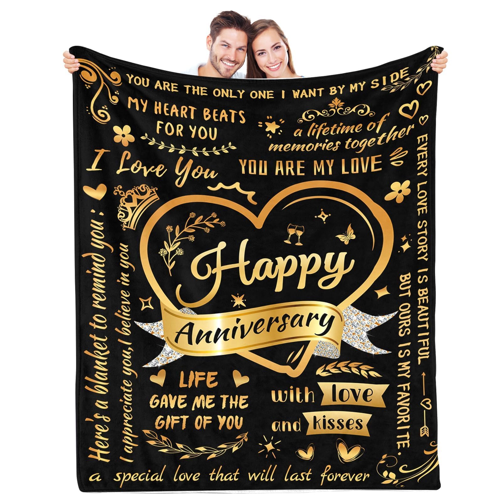 Anniversary Blanket, Wedding Anniversary Blanket Gifts, Anniversary Romantic Gifts for Couple, Ultra Soft Throw Blanket, Gift for Boyfriend/Girlfriend, Wife/Husband on Christmas, Thanksgiving 40"x50"