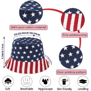 RainFlowwer American Flag Bucket Hat 4th July Hat Fisherman Independences Days Hats for Women Men Boys Girls Sun Beach Cap Travel Summer Packable Fashion