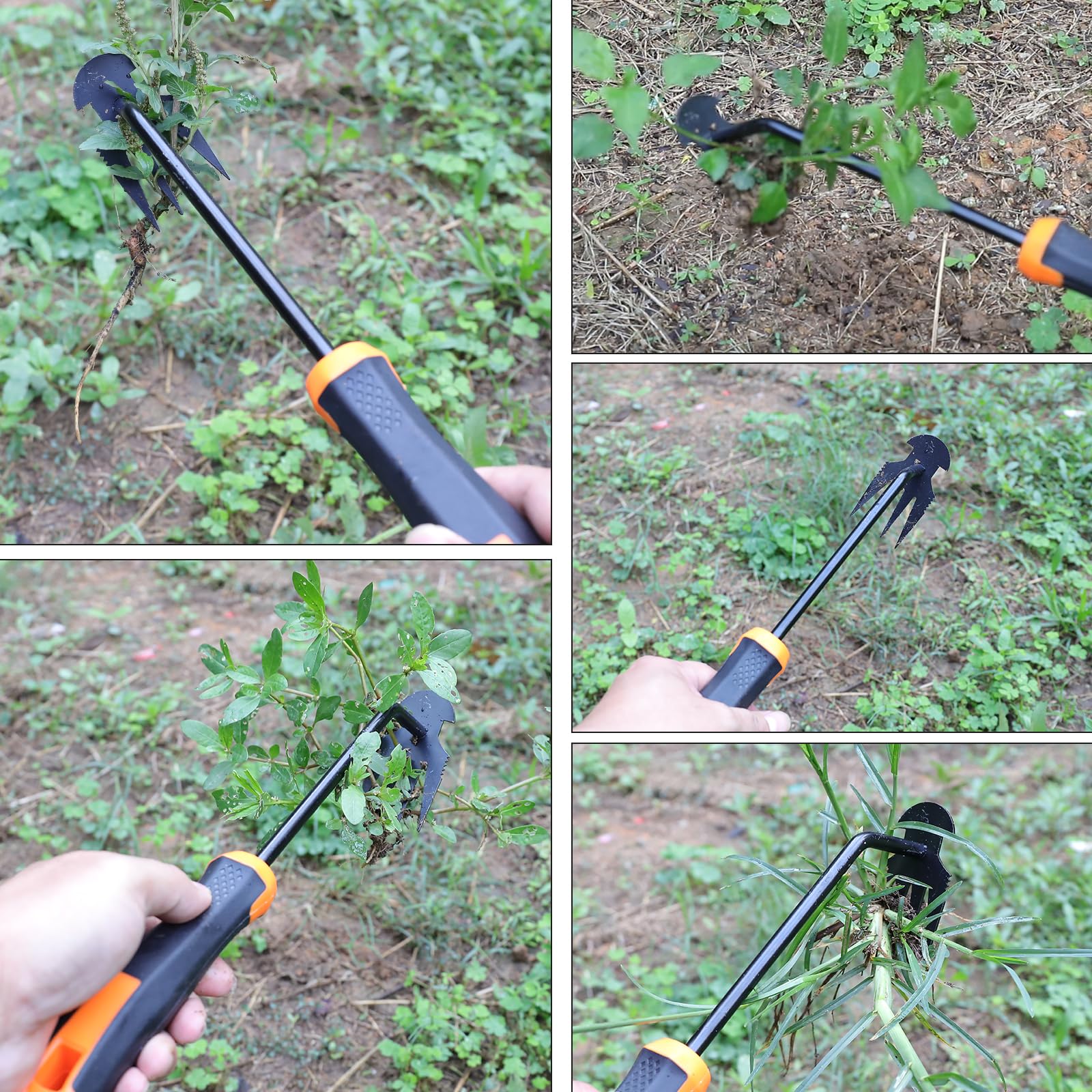 SIXCAR Weeding Tools,Portable Garden Weeder Tool,2024 New Manganese Steel Weed Puller,for Hand Weeder for Vegetable Gardening Backyard Farm Planting & Uprooting Weeding Tool (Rubber 4-Tooth)