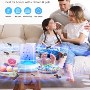 Camfeast 360° Flying Insect Trap with 60h USB Rechargeable Battery, Get-rid Food, Plant Fruit-Fly Killer, Night Light Catcher for Gnat, Noseeum, Flies, Housefly, Trap on Indoor House, Insectos Trampa