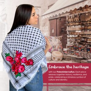 Ibyx Authentic Handmade Palestinian Keffiyeh - Show Your Pride with this Palestinian Shemagh Scarf (Black & White)