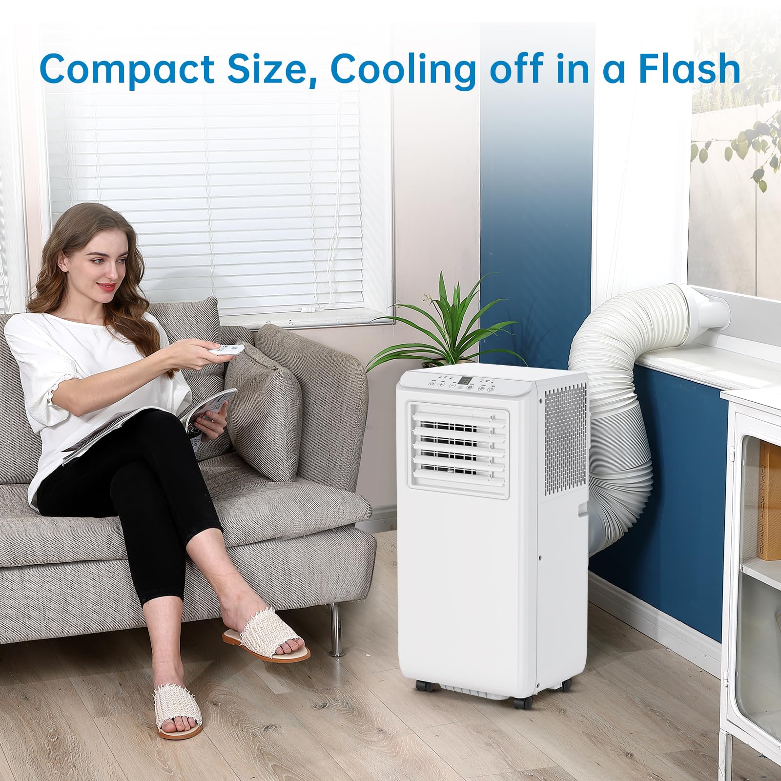 Acekool Portable Air Conditioner, 8000BTU Air Conditioners for Room Cooling Up to 350 Sq. Ft, 3-in-1 Portable AC unit with Remote Control & Window Kit for Home, Office, Bedroom, White