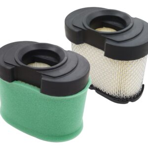 792105 276890 Air Filter Cartridge for Briggs & Stratton 593435 593240 407777 40G777 40H777 445667 445877 44H777 Engine fit John D Lawn Mower Air Cleaner Z425 GY21057 MIU11515 MIU11517, 2 Pack