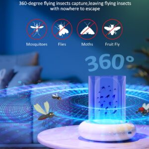 Camfeast 360° Flying Insect Trap with 60h USB Rechargeable Battery, Get-rid Food, Plant Fruit-Fly Killer, Night Light Catcher for Gnat, Noseeum, Flies, Housefly, Trap on Indoor House, Insectos Trampa