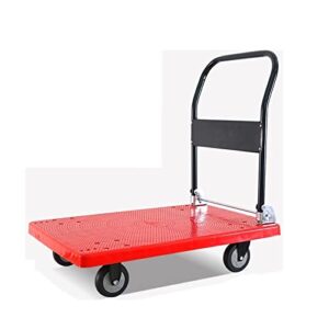 generic hand trucks flatbed cart small platform truck with plastic deck and metal handle folding trolley easy storage and high load capacity red push cart (size : 770lb-5in wheels)