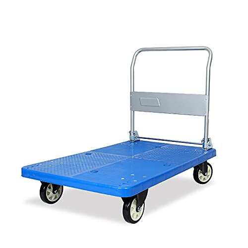 Generic Platform Hand Truck Platform Truck Plastic Chassis with High Loading Capacity Foldable Handle for Easy Carry and Storage Hand Trolley Push Dolly for Loading (Size : Medium) (M)