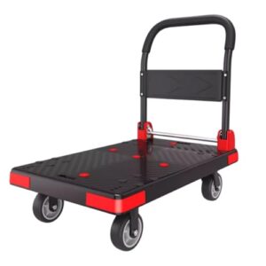 generic foldable push hand cart heavy duty platform hand truck folding flatbed dolly swivel wheels moving trolley for office use,can hold 1000 lbs (black s)