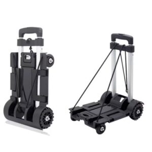 generic aluminum alloy folding cart adjustable hand truck dolly hand trunk cart mini luggage cart with wheels for carry boxes, 1 pc, black