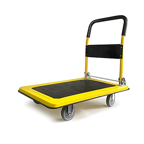 Generic Push Cart Dolly Steel Platform Truck Small Folding Hand Cart with Swivel Wheels for Bookstore Restaurant Moving Trolley 440lbs Weight Capacity Platfor