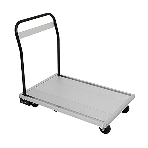 Generic Platform Hand Truck Folding Aluminum Platform Truck with Steel Foldable Handle Moving Platform Push Cart Rolling Flatbed Cart Hand Truck 770 Lbs Foldable (Color : 35.8x23.6x32.2inch)