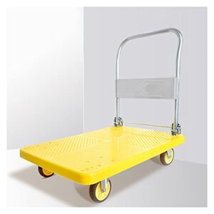 generic hand trucks folding platform truck plastic panel push dolly with metal handle 360 degree swivel wheels for indoor floor silent moving push cart (size : 385lb)