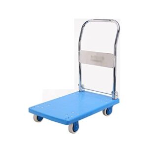 platform hand truck platform truck silent push cart with metal handle and plastic deck for luggage cooler moving folding hand trolley swivel wheels foldable (size : 440lb(72 * 46))