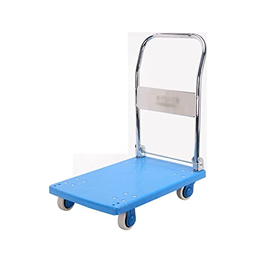 Generic Hand Trucks Platform Truck Silent Push Cart with Metal Handle and Plastic Deck for Luggage Cooler Moving Folding Hand Trolley Swivel Wheels Push Cart (Size : 440lb(72 * 46))