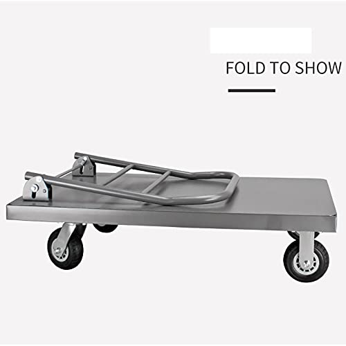 Generic Platform Hand Truck Platform Truck with Foldable Handle and 360 Degree Swivel Wheels Steel Push Hand Cart for Loading and Storage Hand Truck Push Dolly for Loading (Size : 70 * 46) (85 * 58)