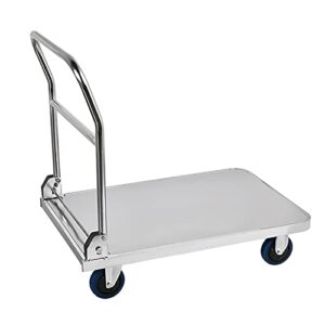 platform trucks platform truck stainless steel moving hand cart with wheels and handle for home office warehouse factory 440lbs weight capacity platform cart