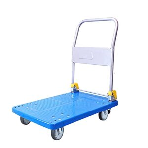 generic push cart dolly plastic deck platform truck folding moving push cart with metal handle and silent wheels for office bookstore high capacity trolley pl