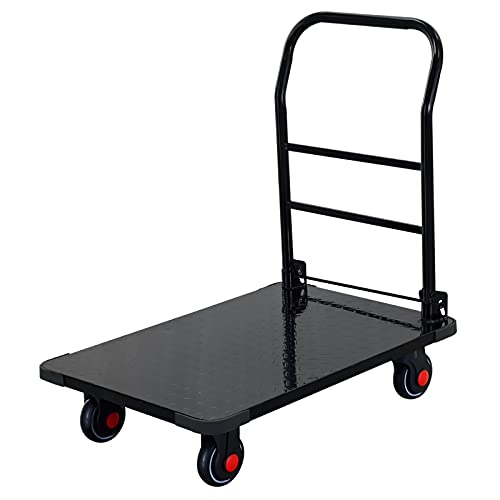 Generic Platform Hand Truck Steel Platform Truck Folding Hand Cart with Handle and 360 Degree Swivel Wheels for Luggage Household Daily Moving High Load Dolly Foldable (Size : 6in Wheels 770lbs)