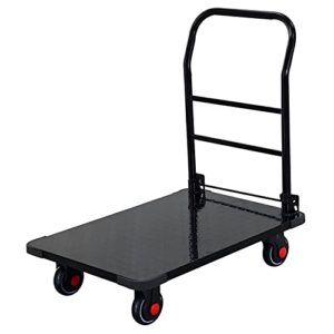 generic push cart steel platform truck folding hand cart with handle and 360 degree swivel wheels for luggage household daily moving high load dolly platform truck cart (size : 6in wheels 660lbs)