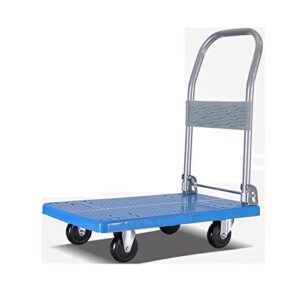 generic cart platform truck thicken hand cart with 360 degree swivel wheels and foldable handle silent for shopping luggage moving trolley platform truck cart (size : 88 * 58-550lb)