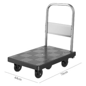 Generic Heavy Thing Moving Hand Truck Foldable Heavy Duty Flatbed Cart Dolly Transport Truck for Moving Warehouse, Black