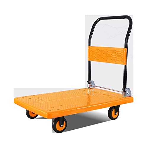 Generic Cart Platform Truck Silent Wheels for 360 Degree Push Cart with Foldable Handle for Home Office Shops High Capacity Plastic Deck Platform Truck Cart (Size : 90 * 60-770lb)